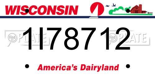 1I78712 Wisconsin License Plate