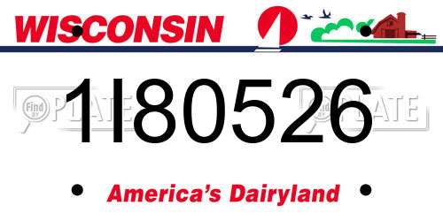 1I80526 Wisconsin License Plate