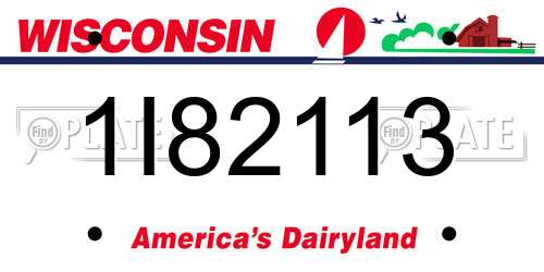 1I82113 Wisconsin License Plate