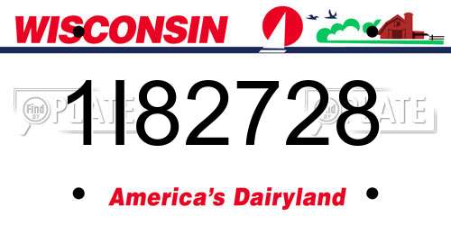 1I82728 Wisconsin License Plate
