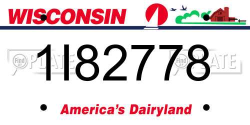 1I82778 Wisconsin License Plate