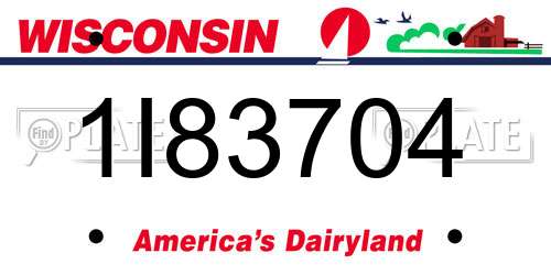 1I83704 Wisconsin License Plate