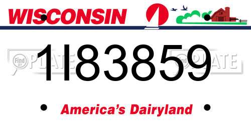1I83859 Wisconsin License Plate