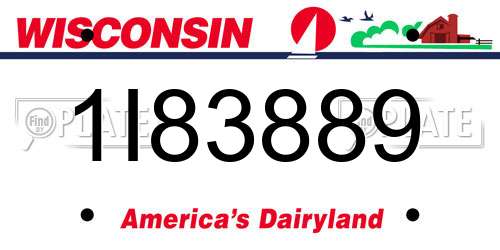 1I83889 Wisconsin License Plate