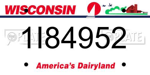 1I84952 Wisconsin License Plate