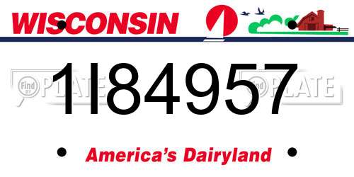 1I84957 Wisconsin License Plate