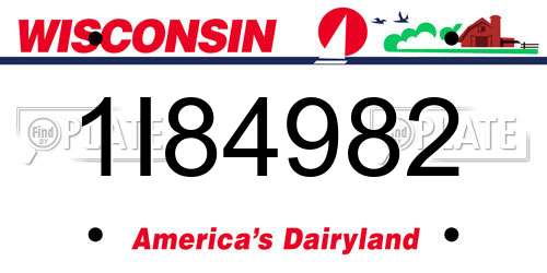 1I84982 Wisconsin License Plate