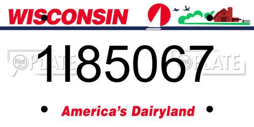 1I85067 Wisconsin License Plate