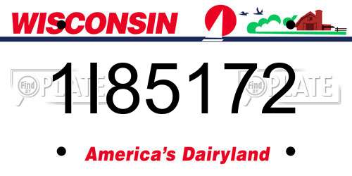 1I85172 Wisconsin License Plate