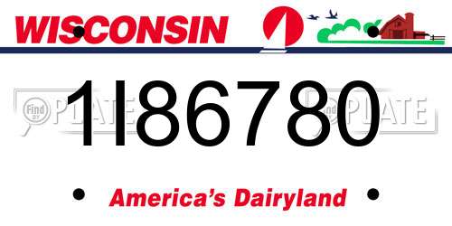1I86780 Wisconsin License Plate