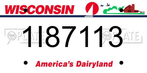 1I87113 Wisconsin License Plate