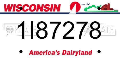 1I87278 Wisconsin License Plate