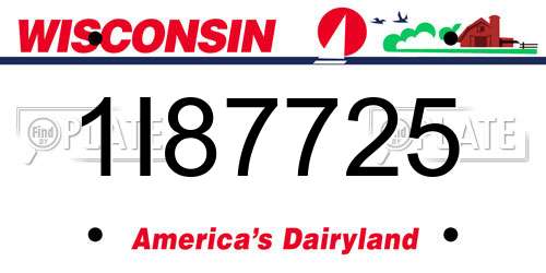 1I87725 Wisconsin License Plate