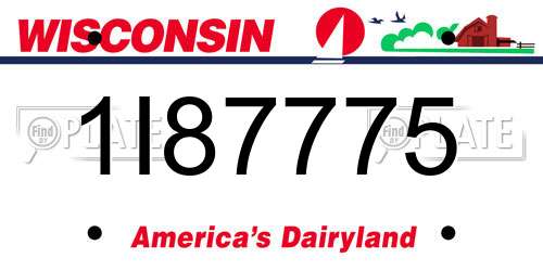 1I87775 Wisconsin License Plate