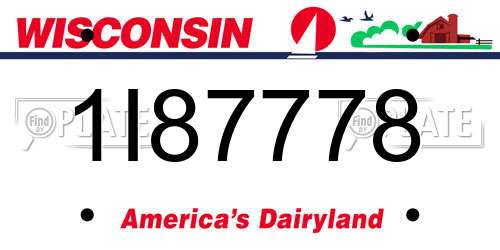 1I87778 Wisconsin License Plate