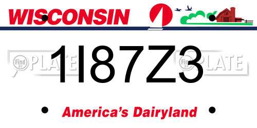 1I87Z3 Wisconsin License Plate