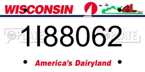 1I88062 Wisconsin License Plate