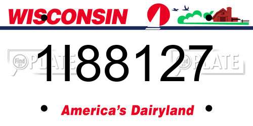 1I88127 Wisconsin License Plate