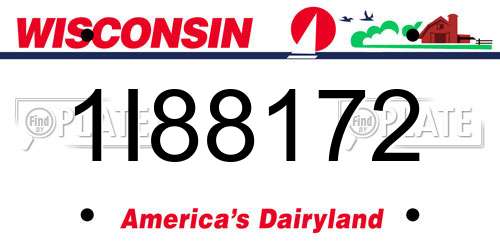 1I88172 Wisconsin License Plate
