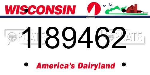 1I89462 Wisconsin License Plate