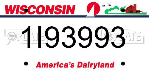 1I93993 Wisconsin License Plate
