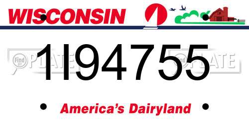 1I94755 Wisconsin License Plate