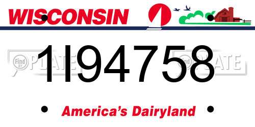 1I94758 Wisconsin License Plate