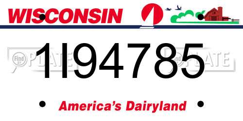 1I94785 Wisconsin License Plate