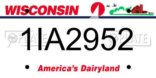 1IA2952 Wisconsin License Plate