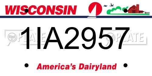1IA2957 Wisconsin License Plate
