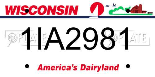 1IA2981 Wisconsin License Plate