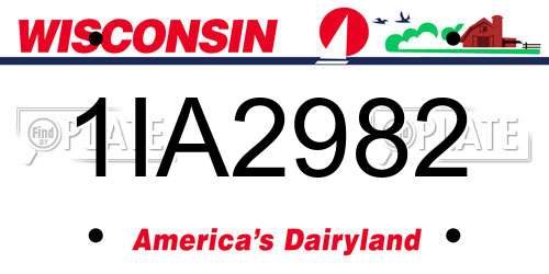 1IA2982 Wisconsin License Plate