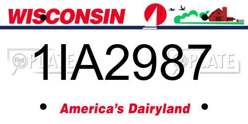 1IA2987 Wisconsin License Plate