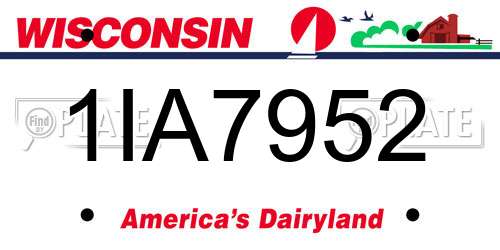 1IA7952 Wisconsin License Plate