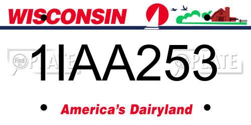 1IAA253 Wisconsin License Plate