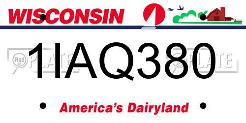 1IAQ380 Wisconsin License Plate