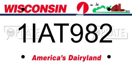 1IAT982 Wisconsin License Plate