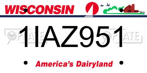 1IAZ951 Wisconsin License Plate