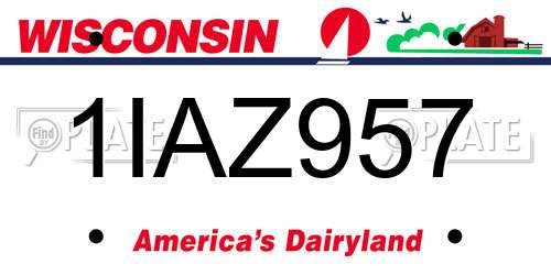 1IAZ957 Wisconsin License Plate
