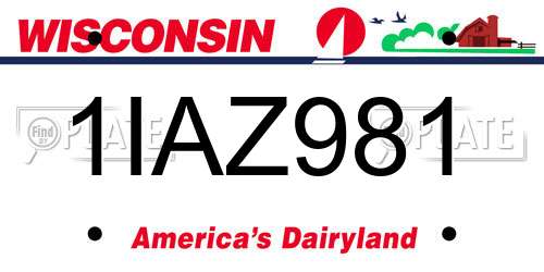 1IAZ981 Wisconsin License Plate