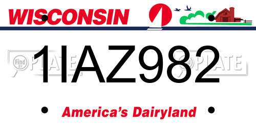 1IAZ982 Wisconsin License Plate