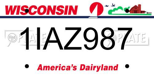 1IAZ987 Wisconsin License Plate