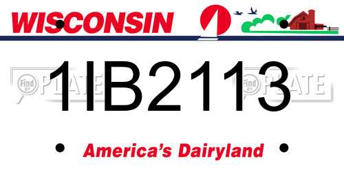 1IB2113 Wisconsin License Plate