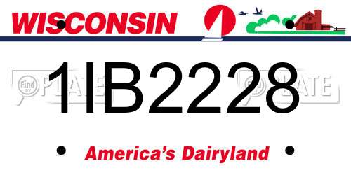 1IB2228 Wisconsin License Plate