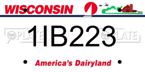 1IB223 Wisconsin License Plate