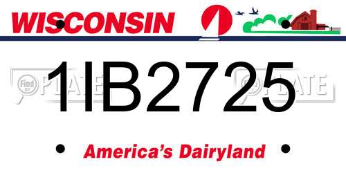 1IB2725 Wisconsin License Plate