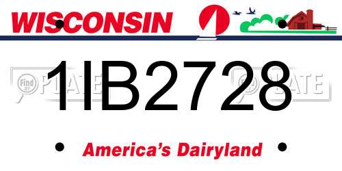 1IB2728 Wisconsin License Plate