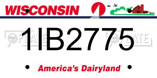 1IB2775 Wisconsin License Plate
