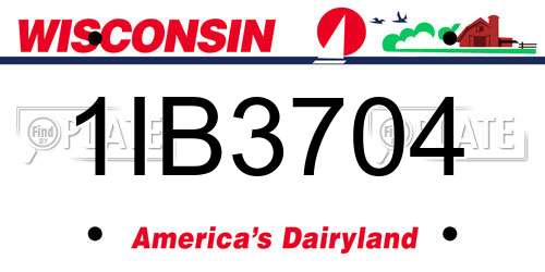 1IB3704 Wisconsin License Plate