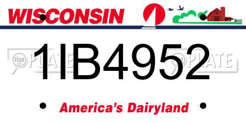 1IB4952 Wisconsin License Plate